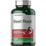 Frasco de suplemento Horbäach Extracto de Raíz de Remolacha 8000 mg 320 cápsulas
