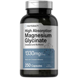 Frasco frontal de Horbäach glicinato de magnesio 240 mg por porción, 250 cápsulas