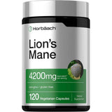 Frasco frontal de Horbaach Melena de León, 4200 mg equivalentes por porción, 120 cápsulas vegetales