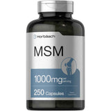 Frasco de suplemento Horbäach MSM 250 cápsulas