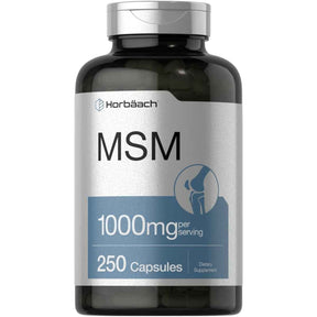 Frasco de suplemento Horbäach MSM 250 cápsulas