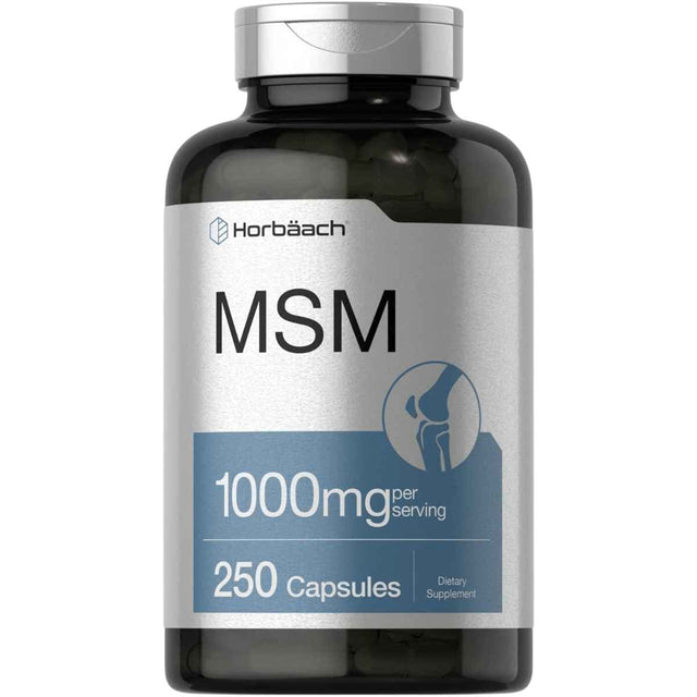 Frasco de suplemento Horbäach MSM 250 cápsulas