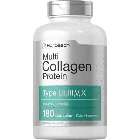 Frasco de suplemento Horbäach Multi Colágeno 2000 mg 180 cápsulas