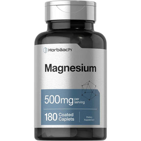 Frasco frontal de Horbäach óxido de magnesio 500 mg por porción, 180 tabletas recubiertas