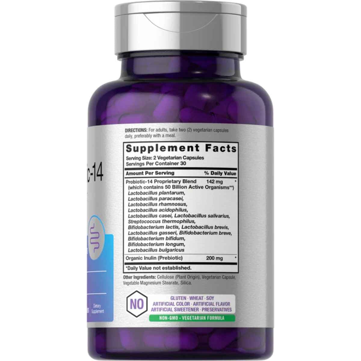Tabla nutricional del suplemento Horbaach Probiotic-14 60 cápsulas
