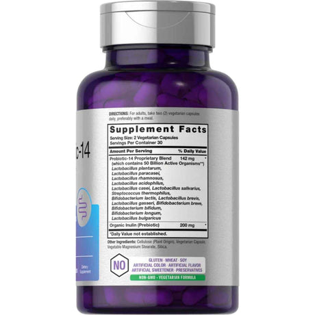 Tabla nutricional del suplemento Horbaach Probiotic-14 60 cápsulas
