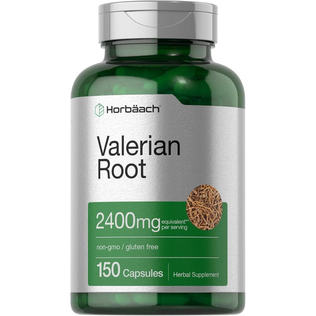 Frasco de suplemento Horbäach Raíz de Valeriana 2400 mg 150 cápsulas