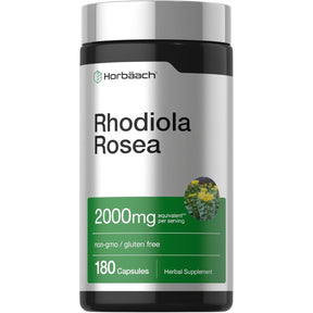 Frasco de suplemento Horbäach Rhodiola Rosea 180 cápsulas
