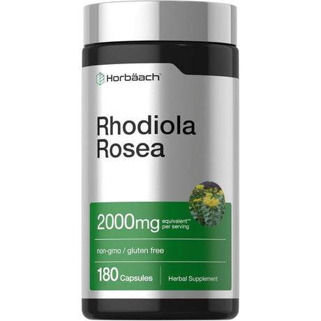 Frasco de suplemento Horbäach Rhodiola Rosea 180 cápsulas
