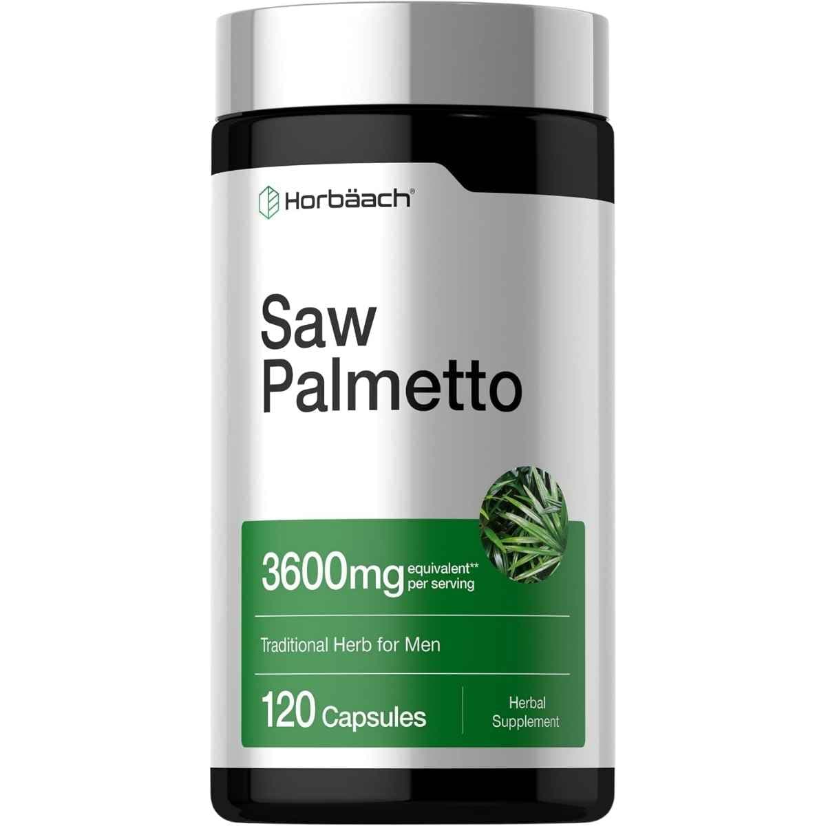 Horbaach Saw Palmetto 3600 mg equivalente, frasco de 120 cápsulas