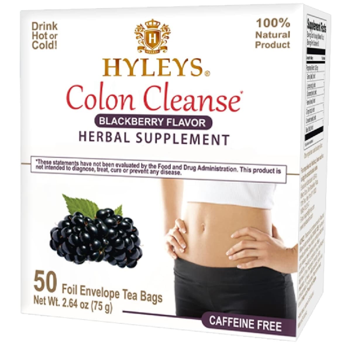 Caja de té de senna y hierbas sabor mora Hyleys 50 bolsitas
