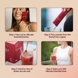 Pasos de uso sugerido del suplemento I.M.8 Daily Ultimate Essentials Acai y Bayas Mixtas