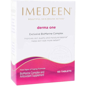 Frasco de suplemento Imedeen Derma One 60 tabletas