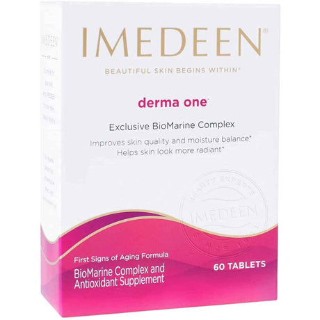Frasco de suplemento Imedeen Derma One 60 tabletas