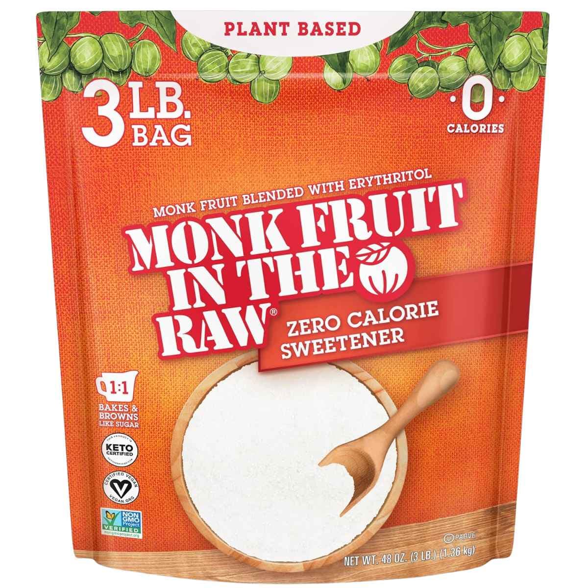 Bolsa de suplemento In The Raw Fruta del Monje Edulcorante en Polvo 3 lbs