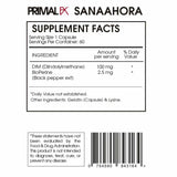 PrimalFX Diindolyl + Dim 125 mg - 60 Cápsulas - Tabla Nutricional Haz Tu Pedido