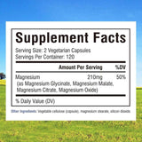Información nutricional de Innate Vitality Magnesium Complex de 240 cápsulas con 120 porciones