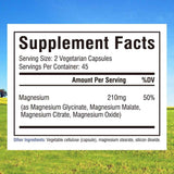 Información nutricional de Innate Vitality Magnesium Complex con 210 mg de magnesio por porción