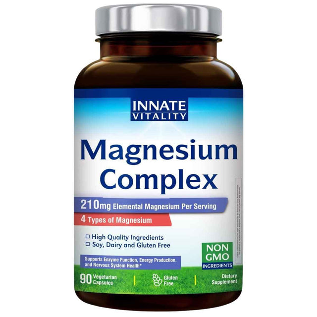 Frasco de Innate Vitality Magnesium Complex de 90 cápsulas vegetarianas
