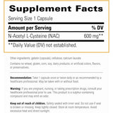 Etiqueta Supplement Facts de Integrative Therapeutics NAC de 600 mg