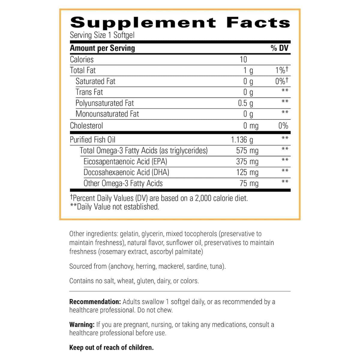 Información del suplemento Integrative Therapeutics Pure Omega HP omega 3 120 cápsulas blandas