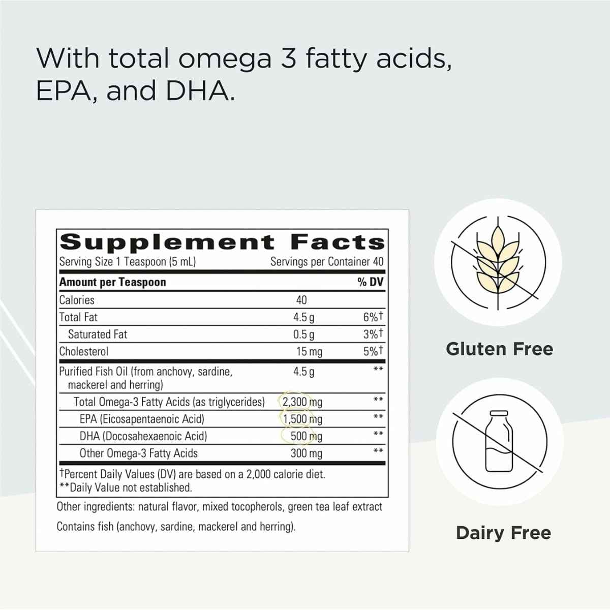 Información del suplemento Integrative Therapeutics Pure Omega Liquid omega 3 líquido 200 ml