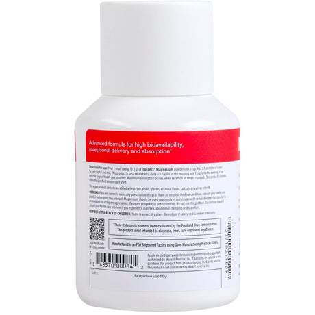 Etiqueta posterior de Isotonix magnesio en polvo con citrato y glicinato, 300 g