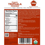 Tabla nutricional del suplemento Iyasa Holistics Triphala Orgánica en Polvo 227 g