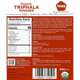 Tabla nutricional del suplemento Iyasa Holistics Triphala Orgánica en Polvo 453 g