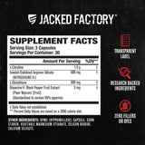 Tabla nutricional del suplemento Jacked Factory N.O. XT Óxido Nítrico 90 cápsulas