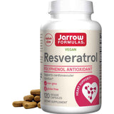 Frasco de suplemento Jarrow Formulas Resveratrol 100 mg 120 cápsulas