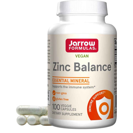 Frasco de suplemento Jarrow Formulas Zinc Balance 15 mg Zinc, 1 mg Cobre 100 cápsulas