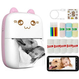 JEPEErbz C9 mini impresora térmica portátil Bluetooth color rosado con accesorios incluidos