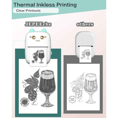JEPEErbz mini impresora térmica portátil verde agua con impresión térmica sin tinta