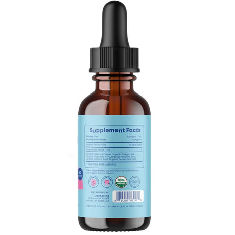 Tabla nutricional del suplemento JoySpring Mezcla de Extractos Herbales Sabor Mora Vainilla 30 mL