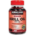Frasco de suplemento Kirkland Signature Aceite de Krill 160 Cápsulas Blandas