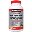 Frasco de suplemento Kirkland Signature Glucosamina y Condroitina 220 tabletas