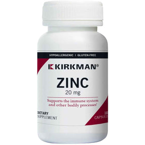 Frasco de suplemento Kirkman Bisglicinato Quelado y Citrato de Zinc 100 cápsulas