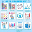 Contenido del kit de maquillaje Kuovei azul de 99 piezas.