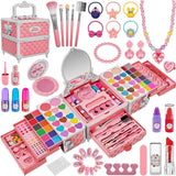 Contenido del kit de maquillaje Kuovei rosa y blanco de 99 piezas.