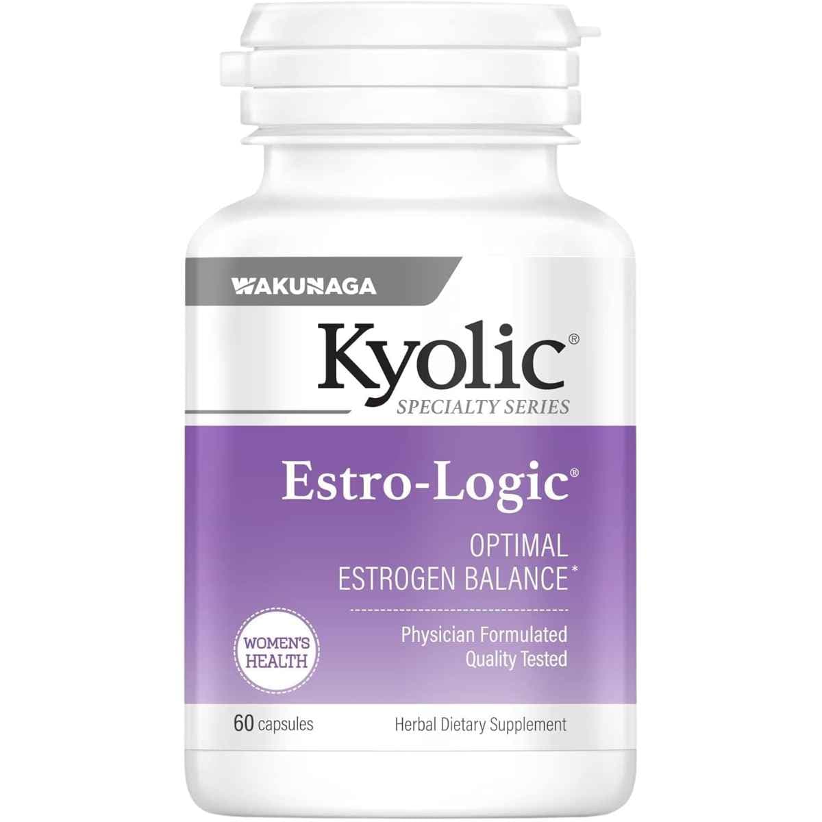 Frasco de suplemento Kyolic Estro-Logic 60 cápsulas