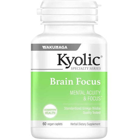 Frasco de suplemento Kyolic Ginkgo Biloba Extracto Estandarizado 120 mg 60 cápsulas