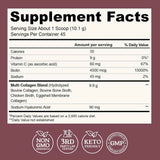 Tabla nutricional del suplemento Left Coast Performance Péptidos de Multi Colágeno Sin Sabor 1 lb