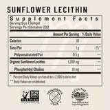 Tabla nutricional del suplemento Legendairy Milk Lecitina de Girasol Orgánica 200 cápsulas blandas
