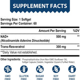 Tabla nutricional del suplemento Lepoznan - NAD+ Liposomal con Trans-Resveratrol (500 mg - 60 Cápsulas blandas)