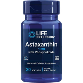 Frasco de suplemento Life Extension Astaxantina con Fosfolípidos 30 Cápsulas Blandas