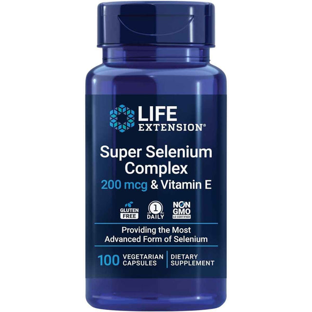 Frasco de suplemento Life Extension Complejo de Super Selenio 100 cápsulas