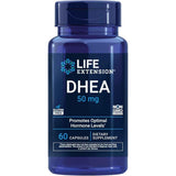 Frasco frontal de Life Extension DHEA 50 mg en presentación de 60 cápsulas