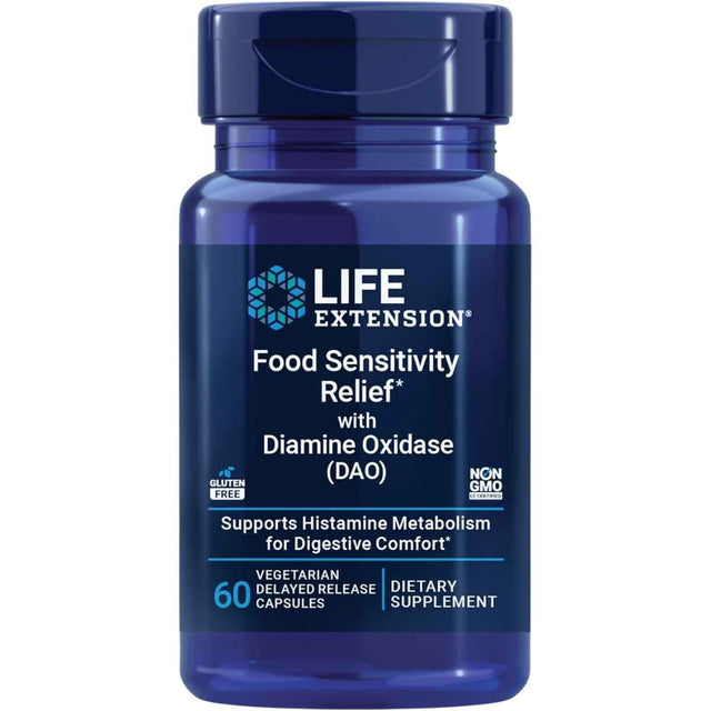 Frasco de suplemento Life Extension Diamino Oxidasa (DAO) 60 cápsulas