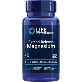 Frasco de suplemento Life Extension Magnesio de Liberación Prolongada 250 mg 60 Cápsulas Vegetarianas